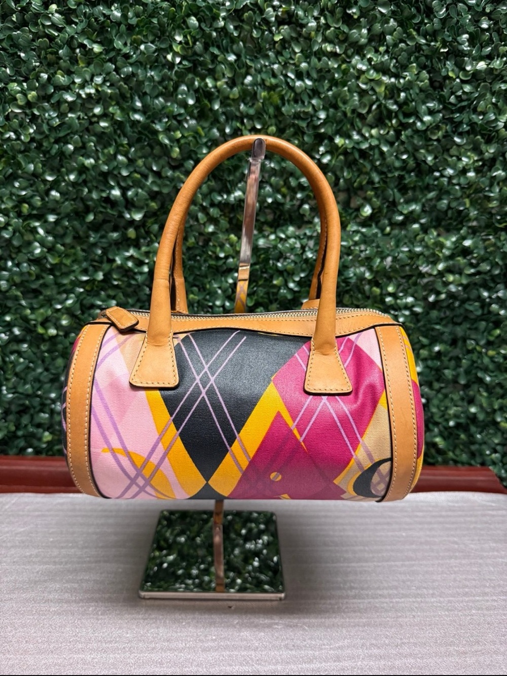Dior Multicolor Coated Canvas and Harlequin Leather Argyle Mini Boston Bag - Picture 3 of 11
